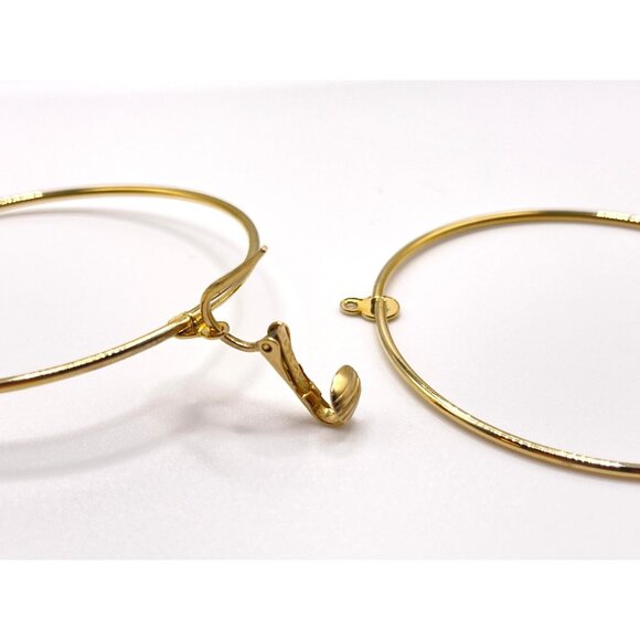 Vintage 1960's EMMONS Clip On Giant Hoop Earrings Silver And Gold 12 Concentric - Picture 10 of 10